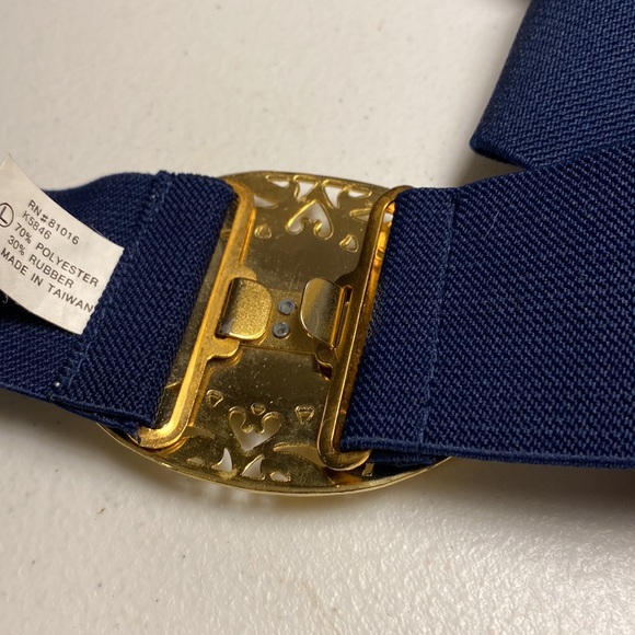 Navy and Gold Buckle Elastic Belt - Picture 4 of 5